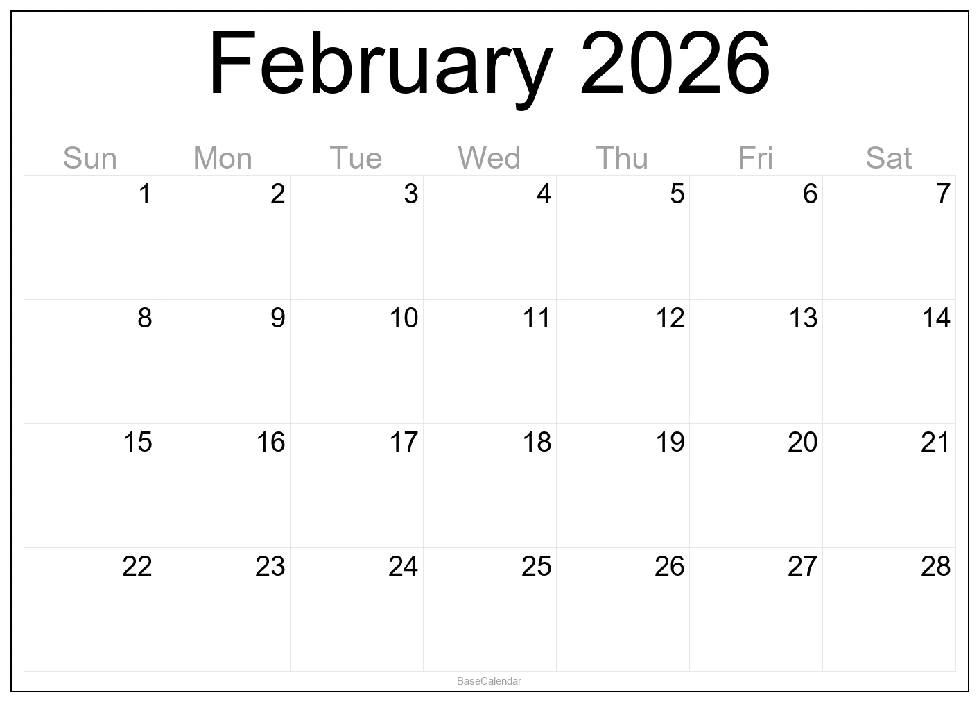 February 2026 Calendar