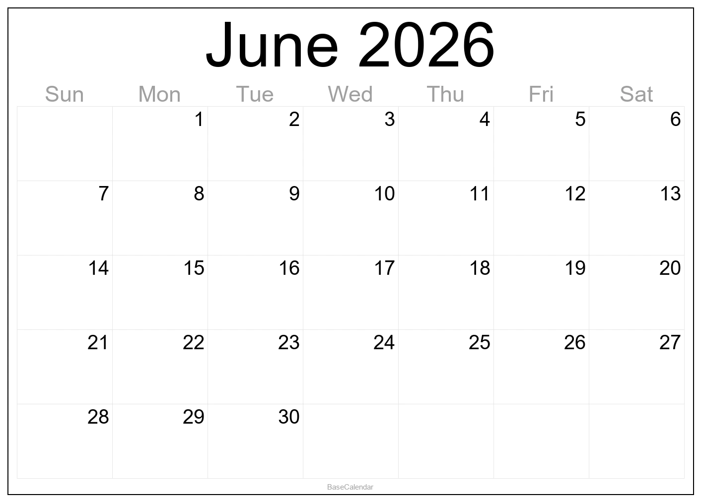 June 2026 Calendar