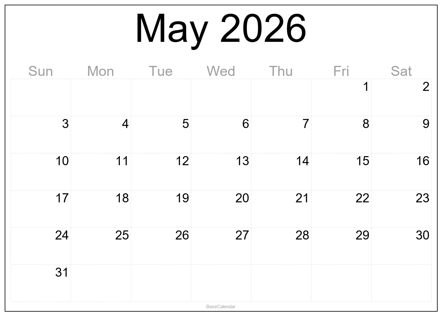 May 2026 Calendar