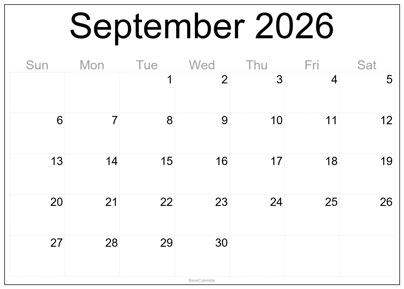 September 2026 Calendar