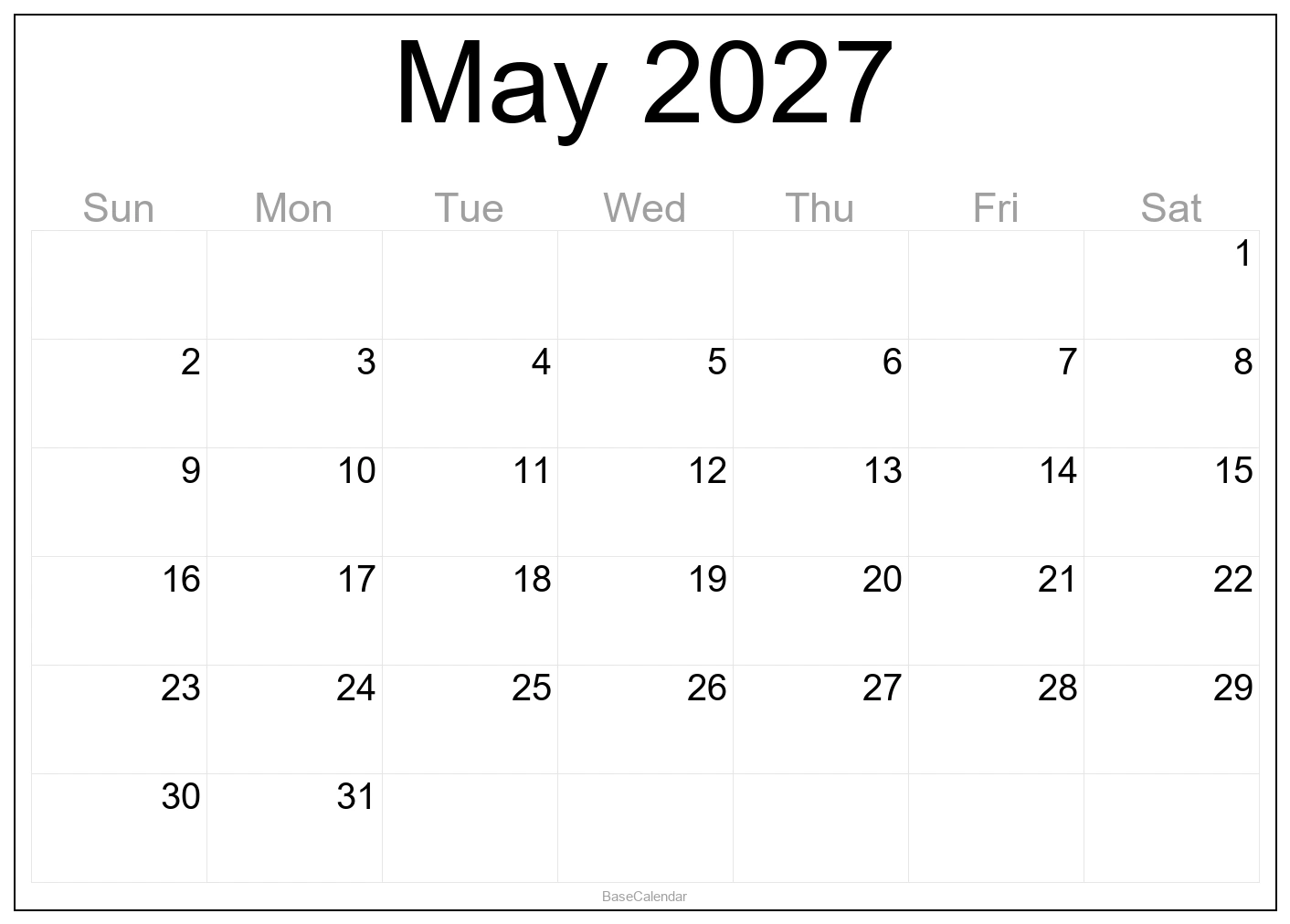 May 2027 Calendar