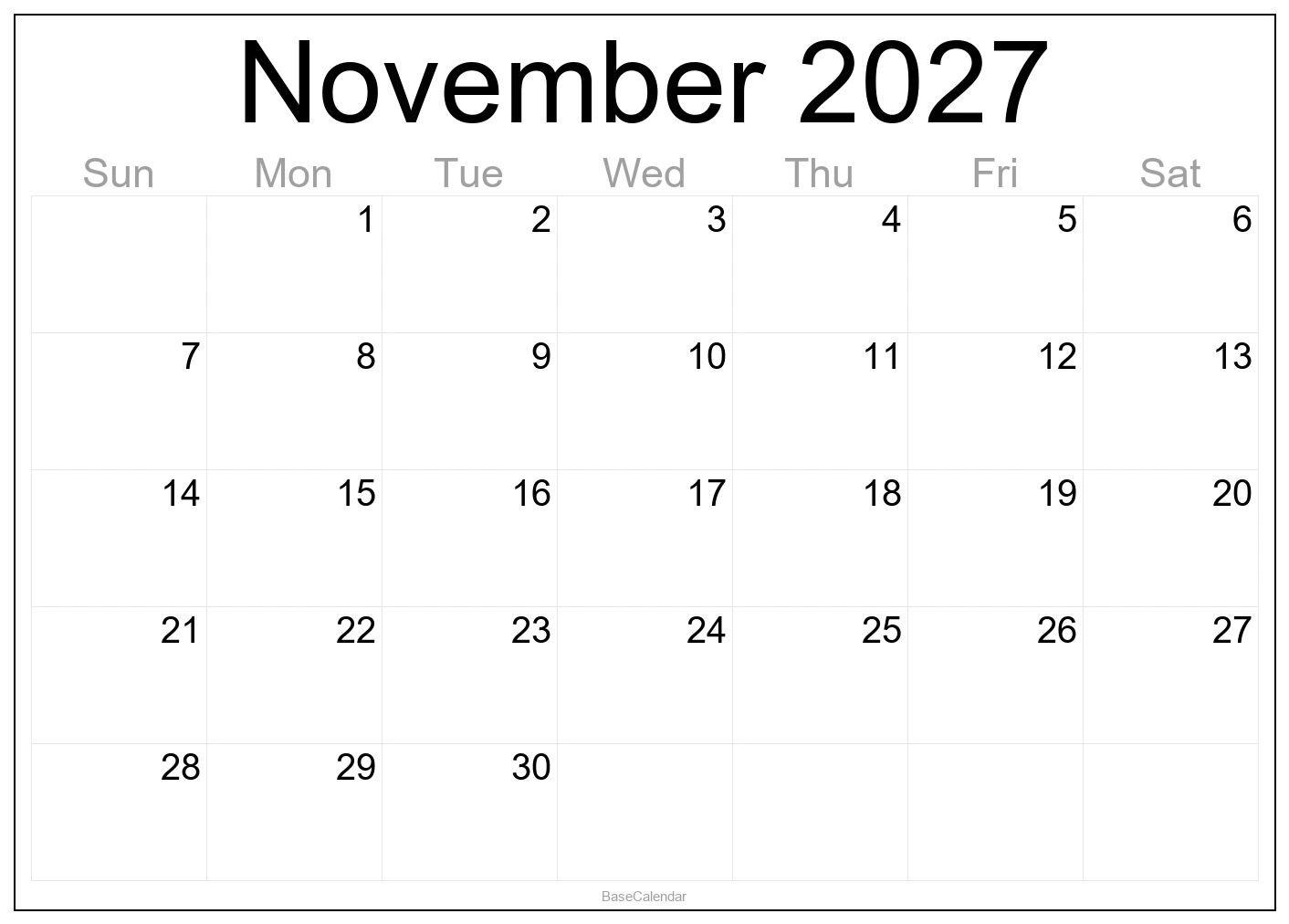 November 2027 Calendar